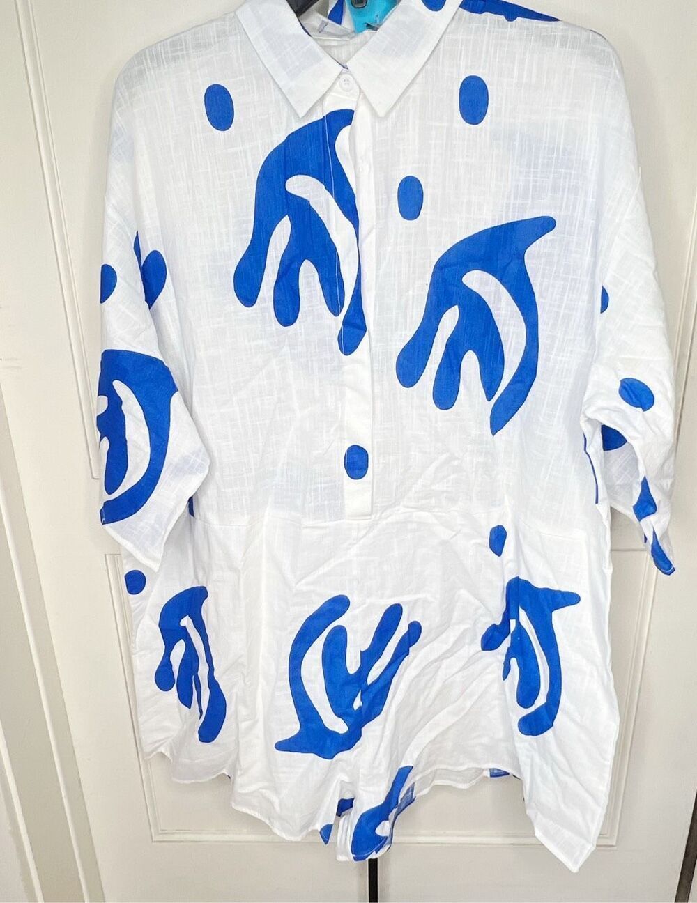 Petal & Pup KELLIE ROMPER - WHITE/BLUE Nwot Size XL